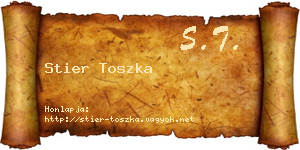 Stier Toszka névjegykártya